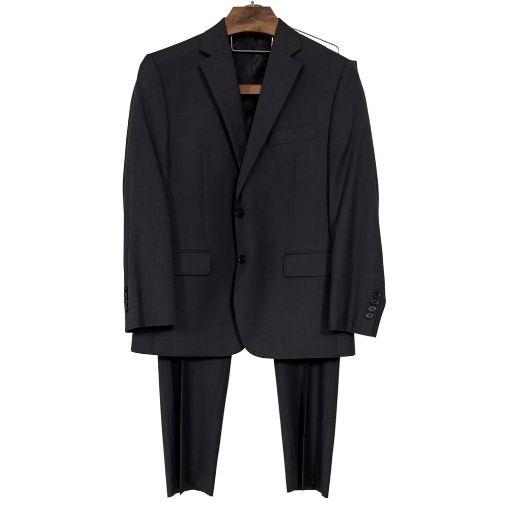 Lauren Ralph Lauren Mens 2 Piece Suit 40S 36W x 29L Charcoal Gray Wool Stretch